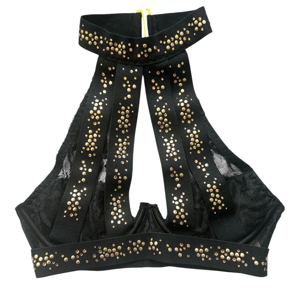 Agent Provocateur Rose Gold Studded High Fashion Bralette